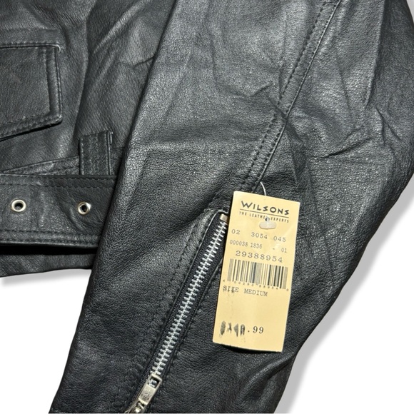 Vintage 90s Wilsons Leather Cropped Biker Jacket - Picture 4 of 5